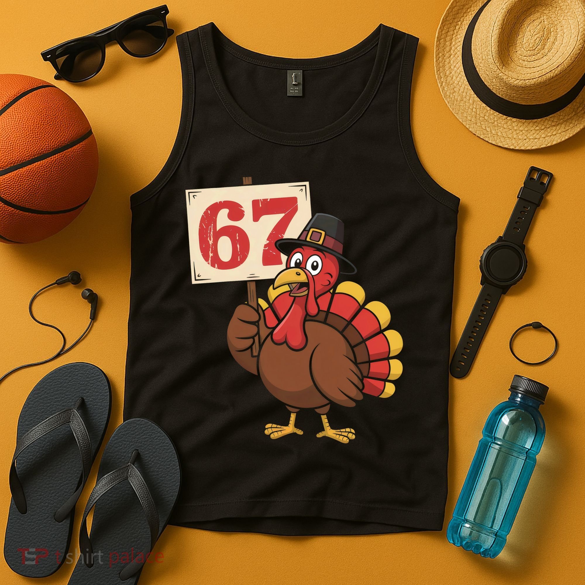 67 Turkey Thanksgiving Meme Funny Sixty Seven Tank Top