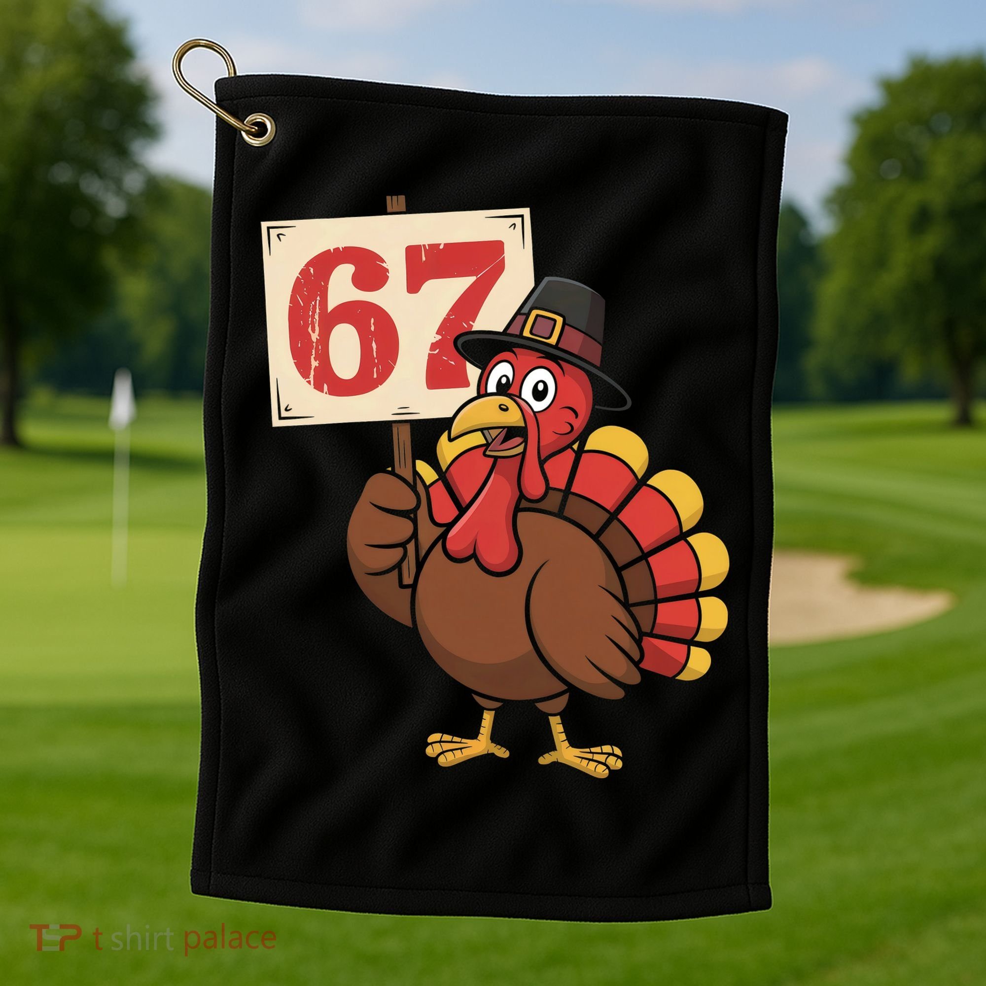 67 Turkey Thanksgiving Meme Funny Sixty Seven Golf Towel