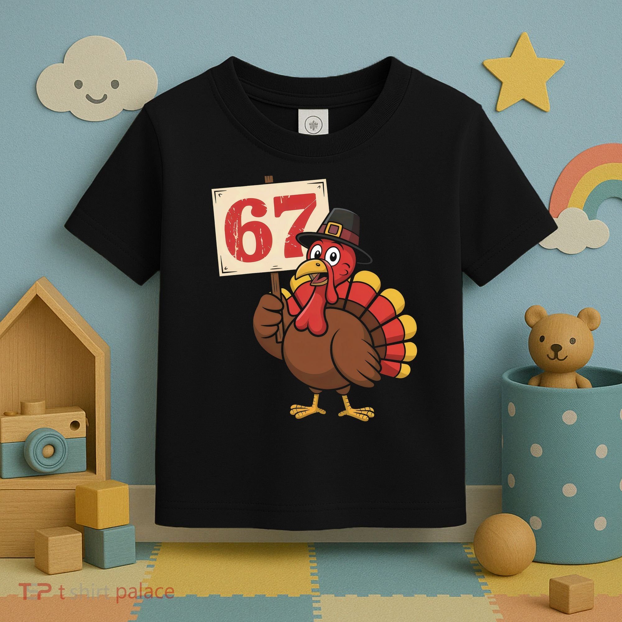 67 Turkey Thanksgiving Meme Funny Sixty Seven Toddler T-Shirt