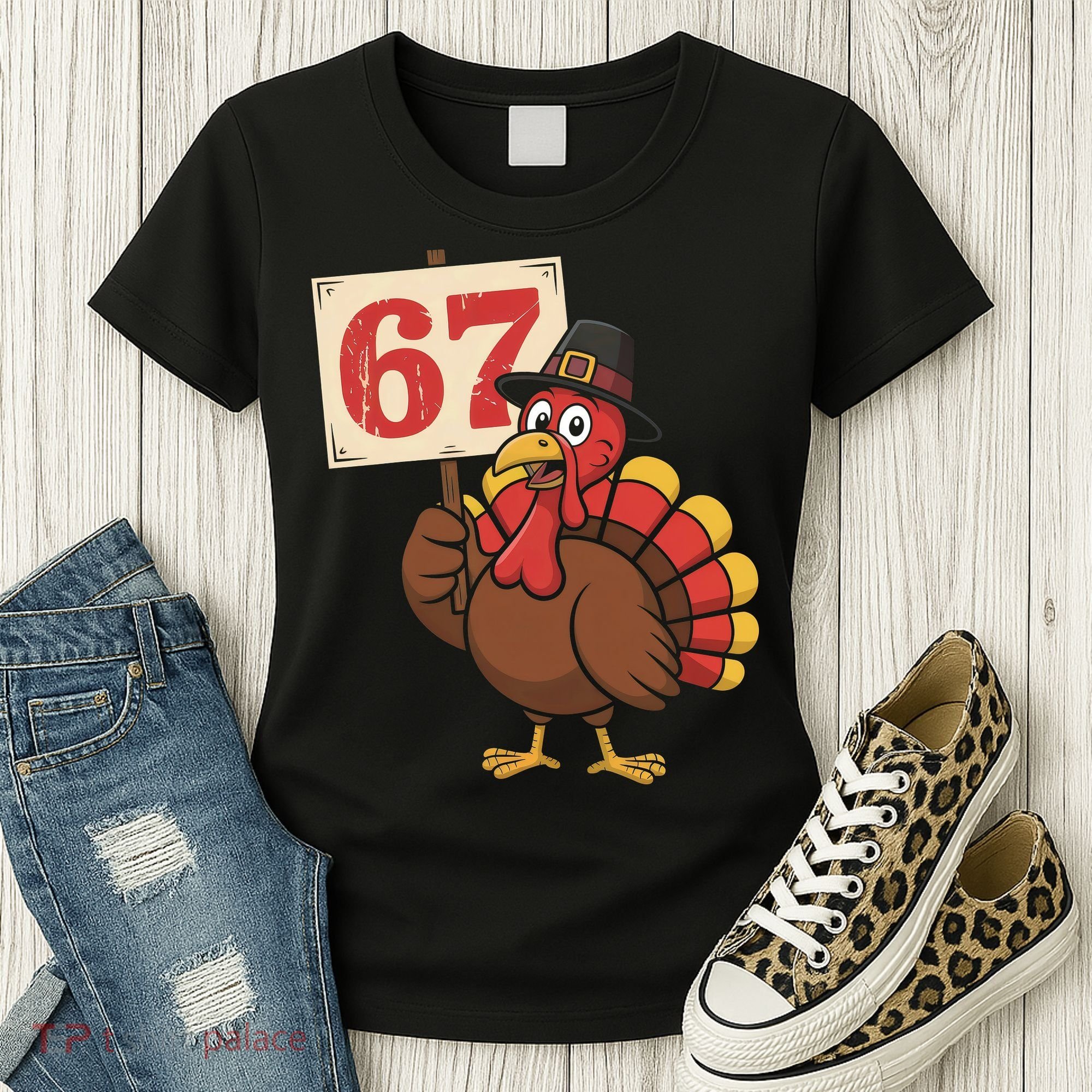 67 Turkey Thanksgiving Meme Funny Sixty Seven Women's T-Shirt