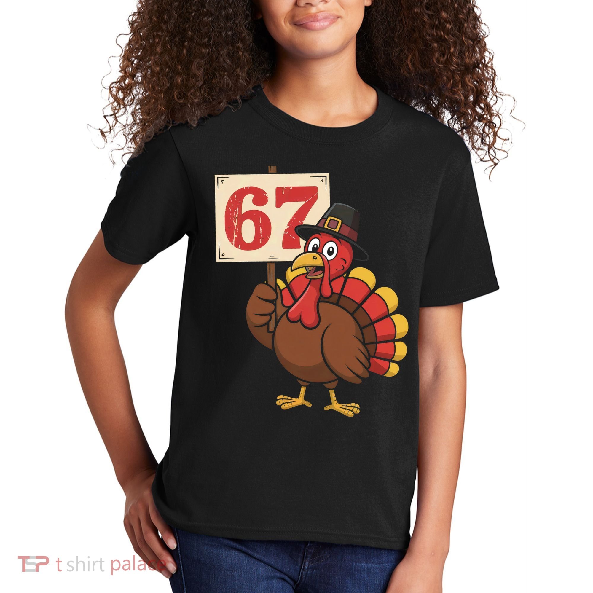 67 Turkey Thanksgiving Meme Funny Sixty Seven Kids T-Shirt