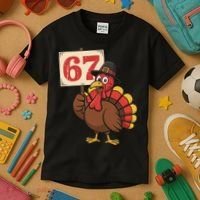 67 Turkey Thanksgiving Meme Funny Sixty Seven Kids T-Shirt thumb 3