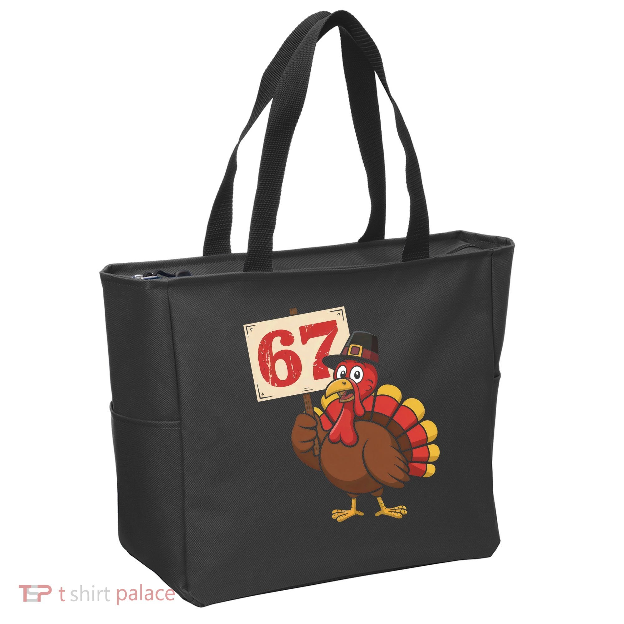 67 Turkey Thanksgiving Meme Funny Sixty Seven Tote Bag