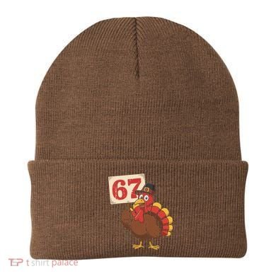 67 Turkey Thanksgiving Meme Funny Sixty Seven Beanie