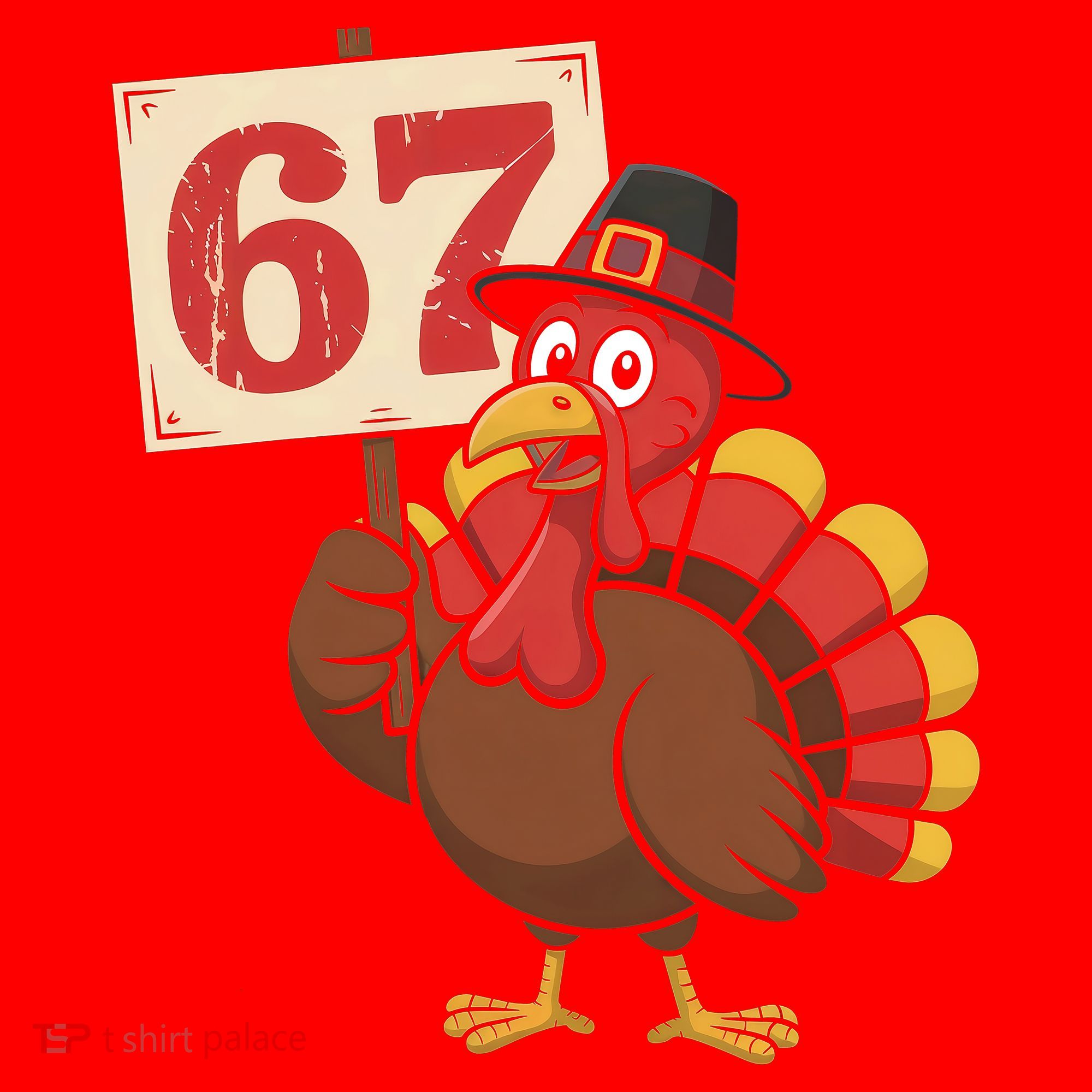67 Turkey Thanksgiving Meme Funny Sixty Seven Santa Hat