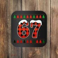 67 Ugly Christmas Xmas Buffalo Plaid Six Seven Coaster thumb 0
