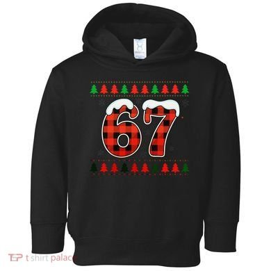 67 Ugly Christmas Xmas Buffalo Plaid Six Seven Toddler Hoodie