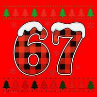 67 Ugly Christmas Xmas Buffalo Plaid Six Seven Santa Hat thumb 1