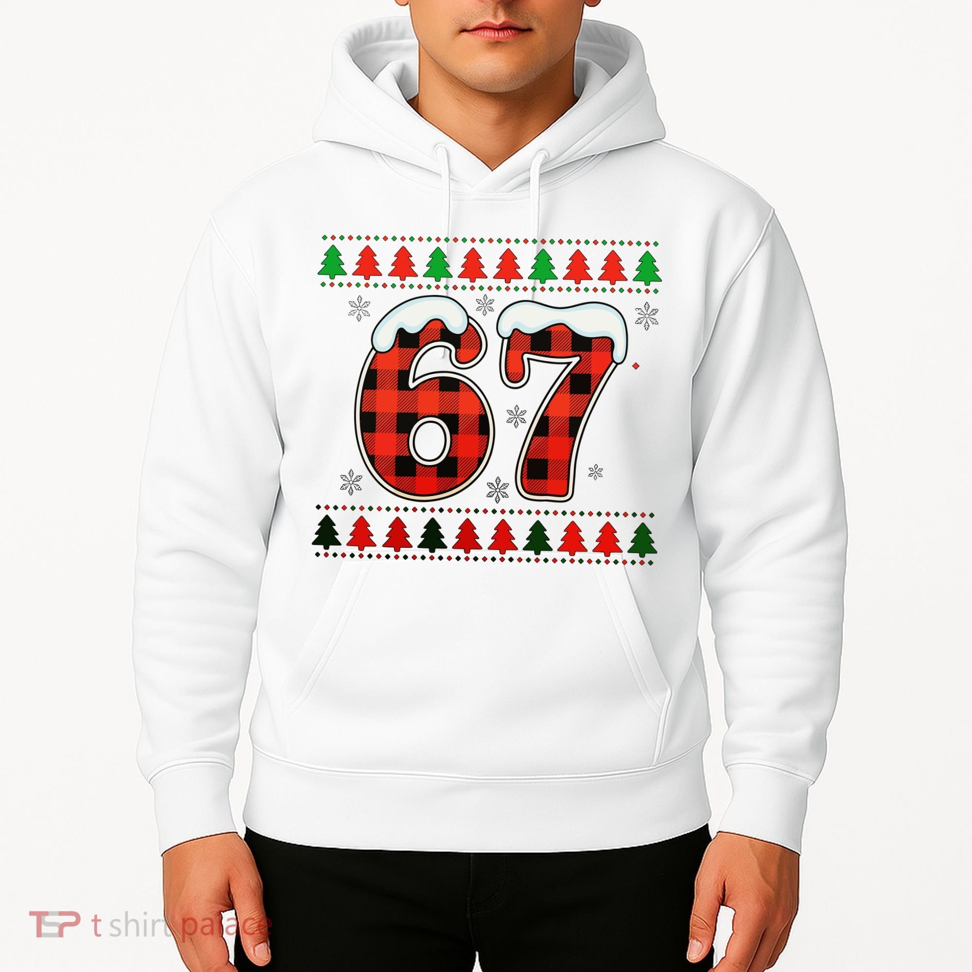 67 Ugly Christmas Xmas Buffalo Plaid Six Seven Hoodie