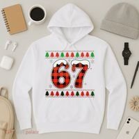 67 Ugly Christmas Xmas Buffalo Plaid Six Seven Hoodie thumb 3