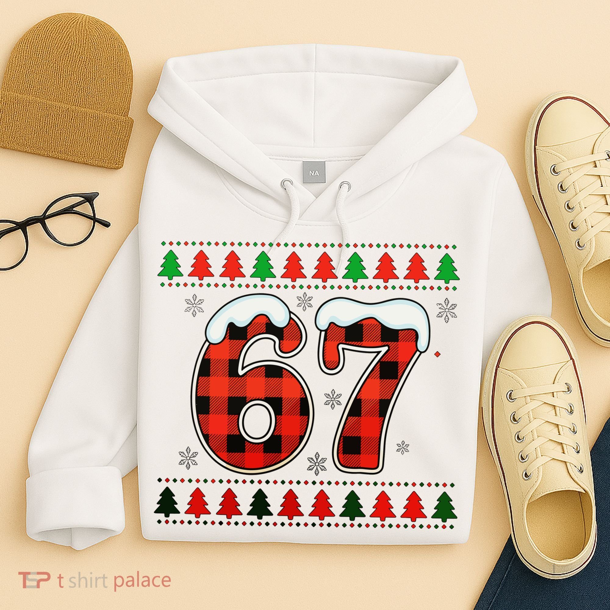67 Ugly Christmas Xmas Buffalo Plaid Six Seven Hoodie