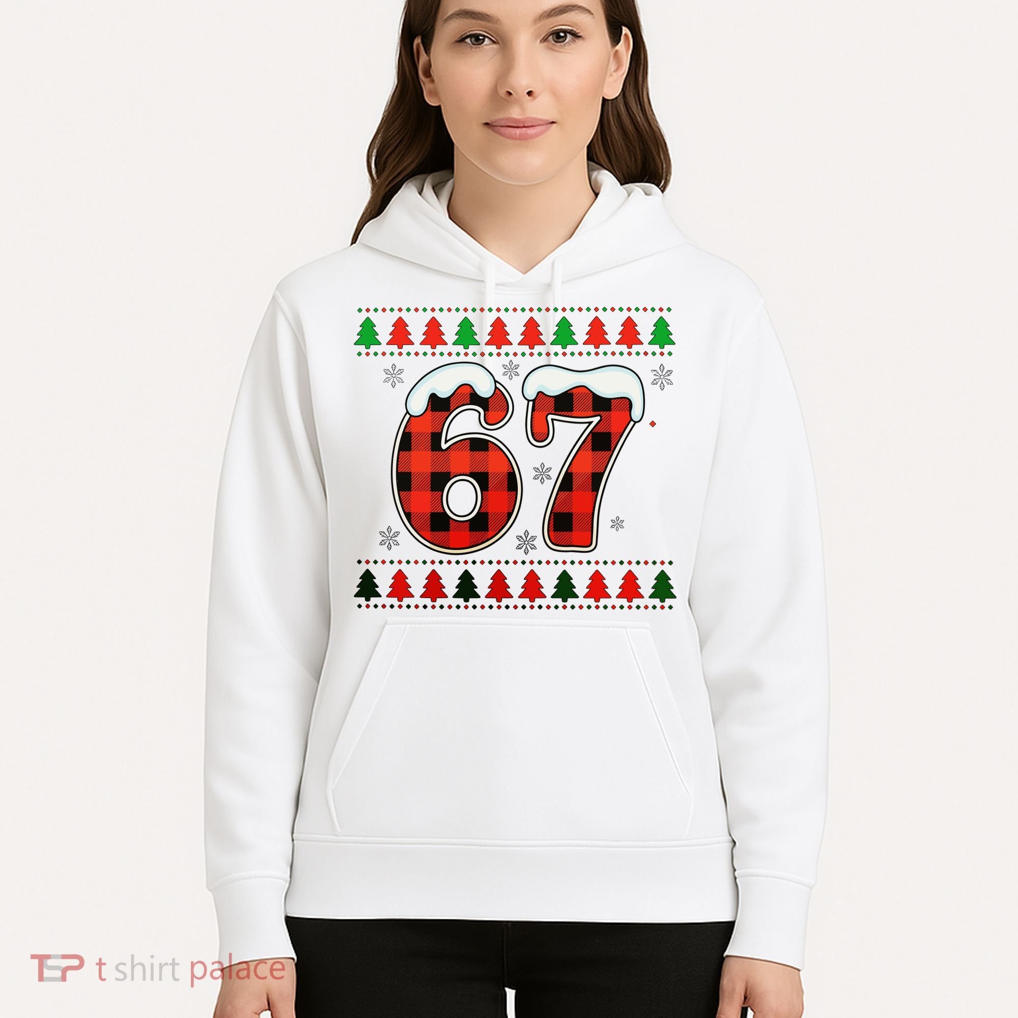 67 Ugly Christmas Xmas Buffalo Plaid Six Seven Hoodie