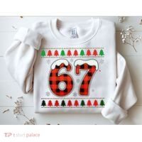 67 Ugly Christmas Xmas Buffalo Plaid Six Seven Sweatshirt thumb 2
