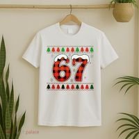 67 Ugly Christmas Xmas Buffalo Plaid Six Seven T-Shirt thumb 2
