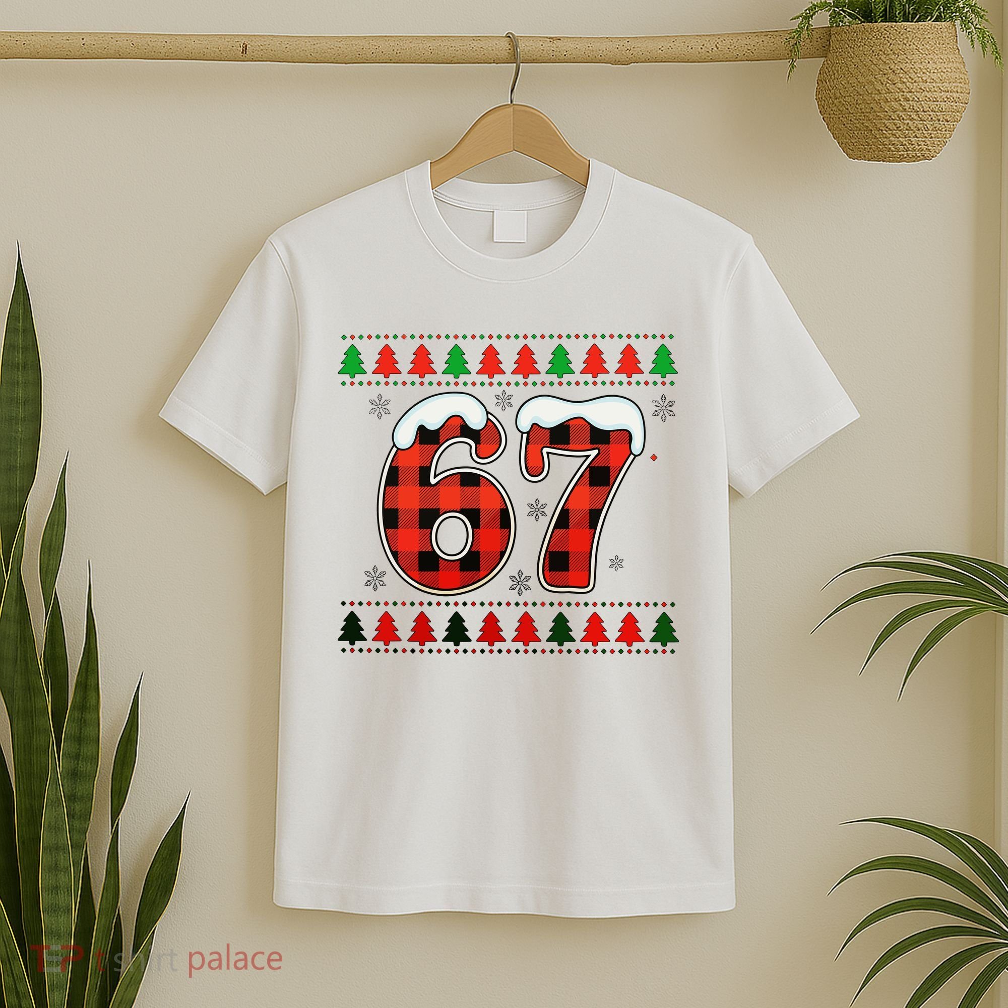 67 Ugly Christmas Xmas Buffalo Plaid Six Seven T-Shirt