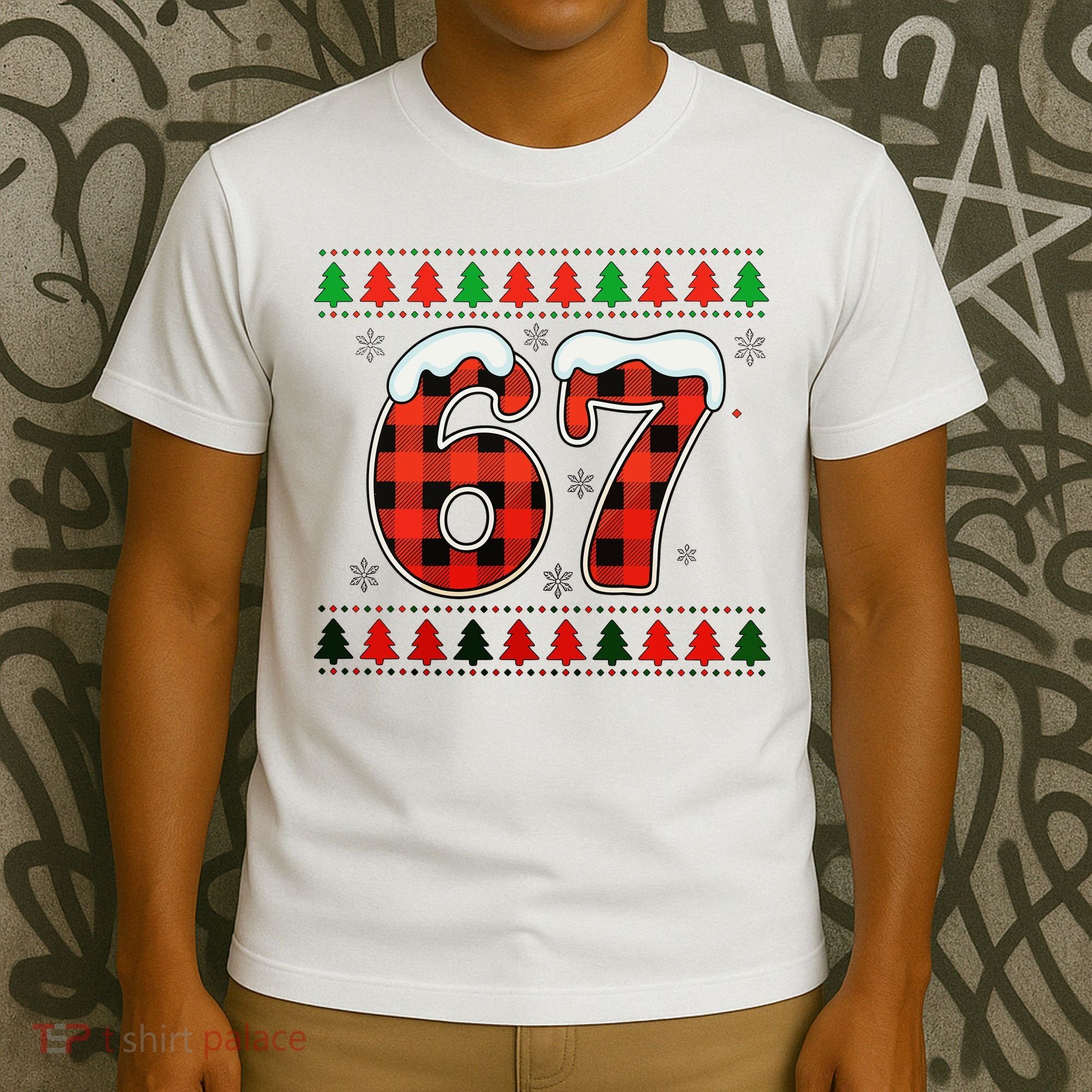 67 Ugly Christmas Xmas Buffalo Plaid Six Seven T-Shirt