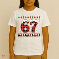 67 Ugly Christmas Xmas Buffalo Plaid Six Seven T-Shirt thumb 4