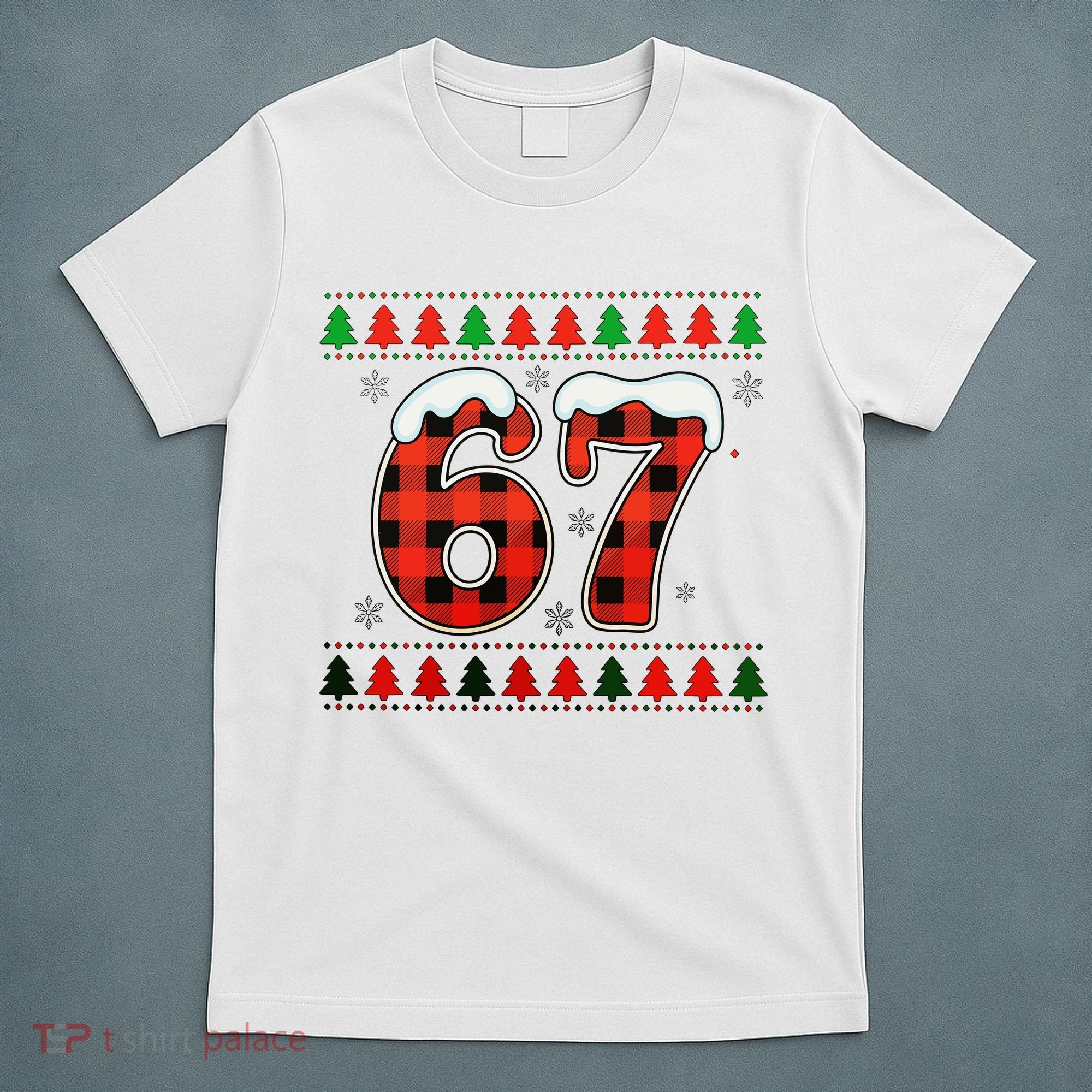 67 Ugly Christmas Xmas Buffalo Plaid Six Seven T-Shirt
