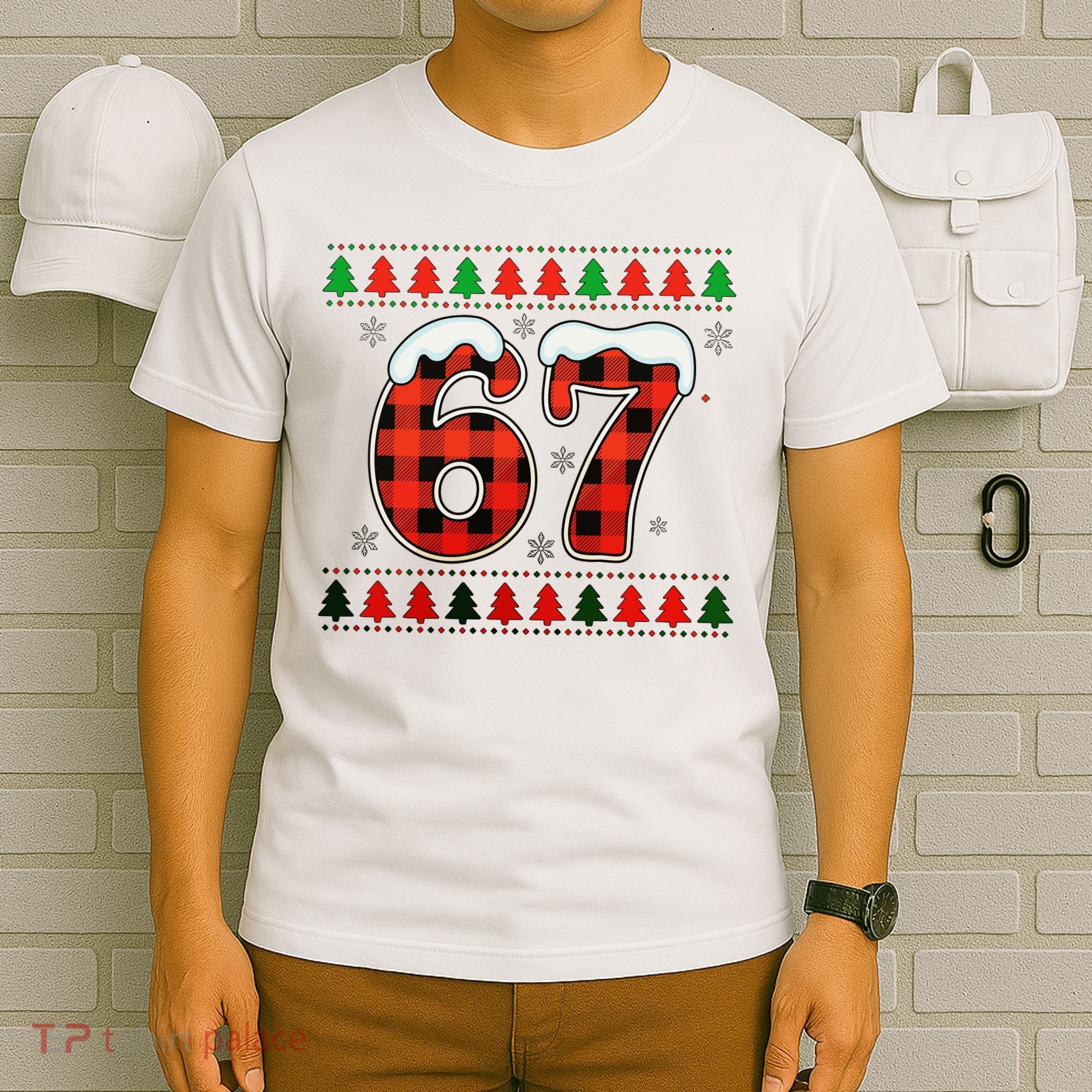67 Ugly Christmas Xmas Buffalo Plaid Six Seven T-Shirt