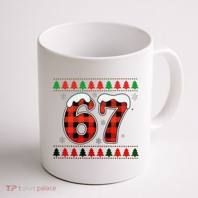 67 Ugly Christmas Xmas Buffalo Plaid Six Seven Coffee Mug back