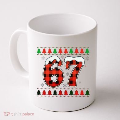 67 Ugly Christmas Xmas Buffalo Plaid Six Seven Coffee Mug