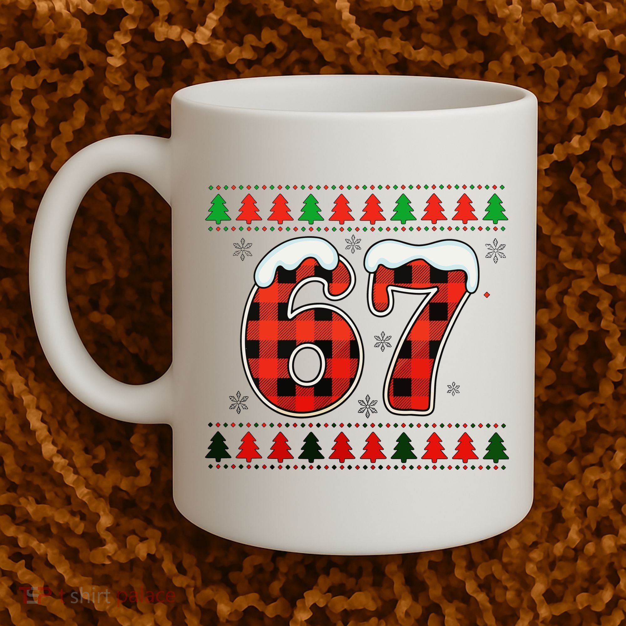 67 Ugly Christmas Xmas Buffalo Plaid Six Seven Coffee Mug