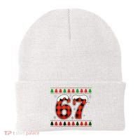 67 Ugly Christmas Xmas Buffalo Plaid Six Seven Beanie thumb 0