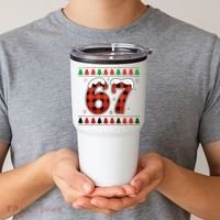 67 Ugly Christmas Xmas Buffalo Plaid Six Seven Tumbler thumb 2