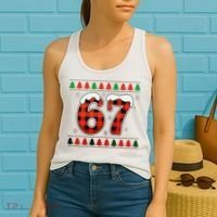 67 Ugly Christmas Xmas Buffalo Plaid Six Seven Women's Tank Top thumb 2