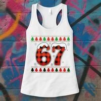 67 Ugly Christmas Xmas Buffalo Plaid Six Seven Women's Tank Top thumb 3