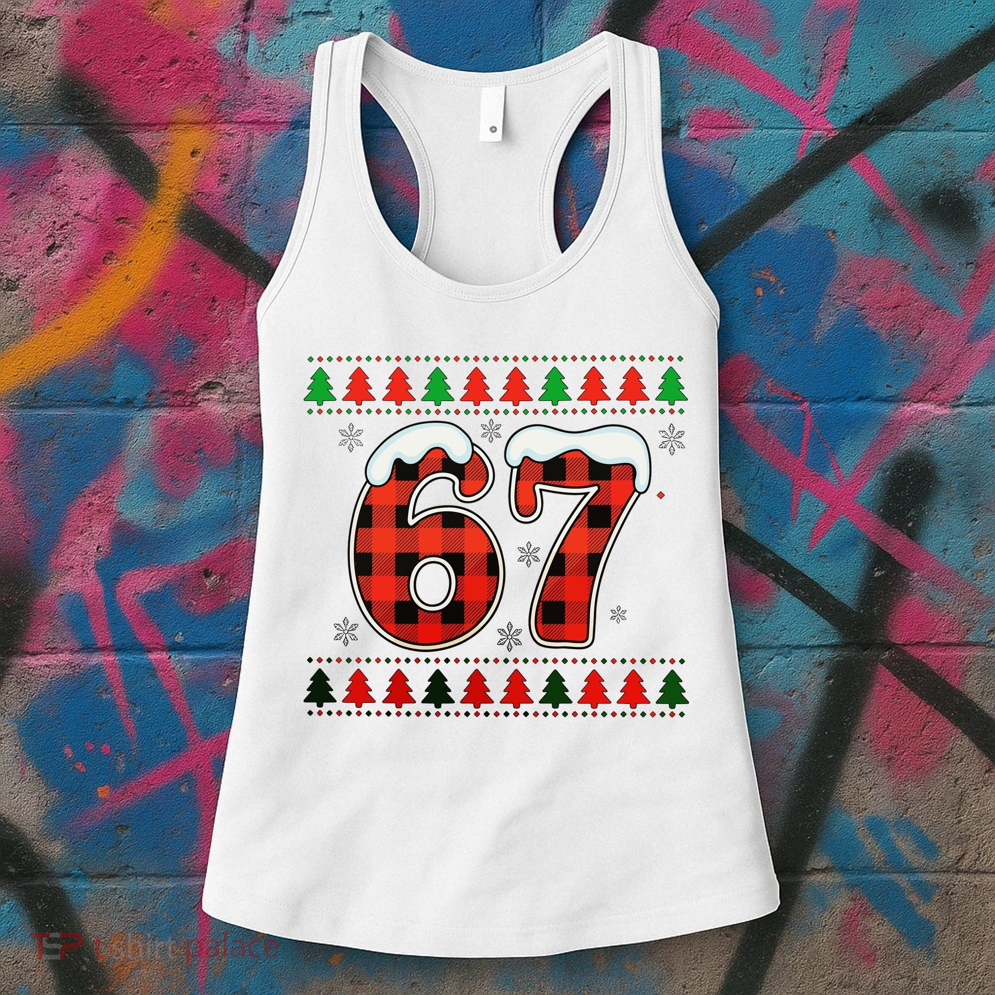 67 Ugly Christmas Xmas Buffalo Plaid Six Seven Women's Tank Top