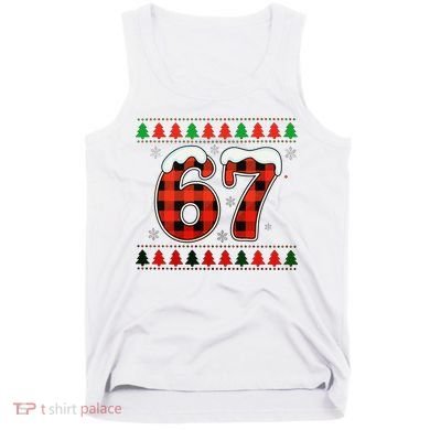 67 Ugly Christmas Xmas Buffalo Plaid Six Seven Tank Top