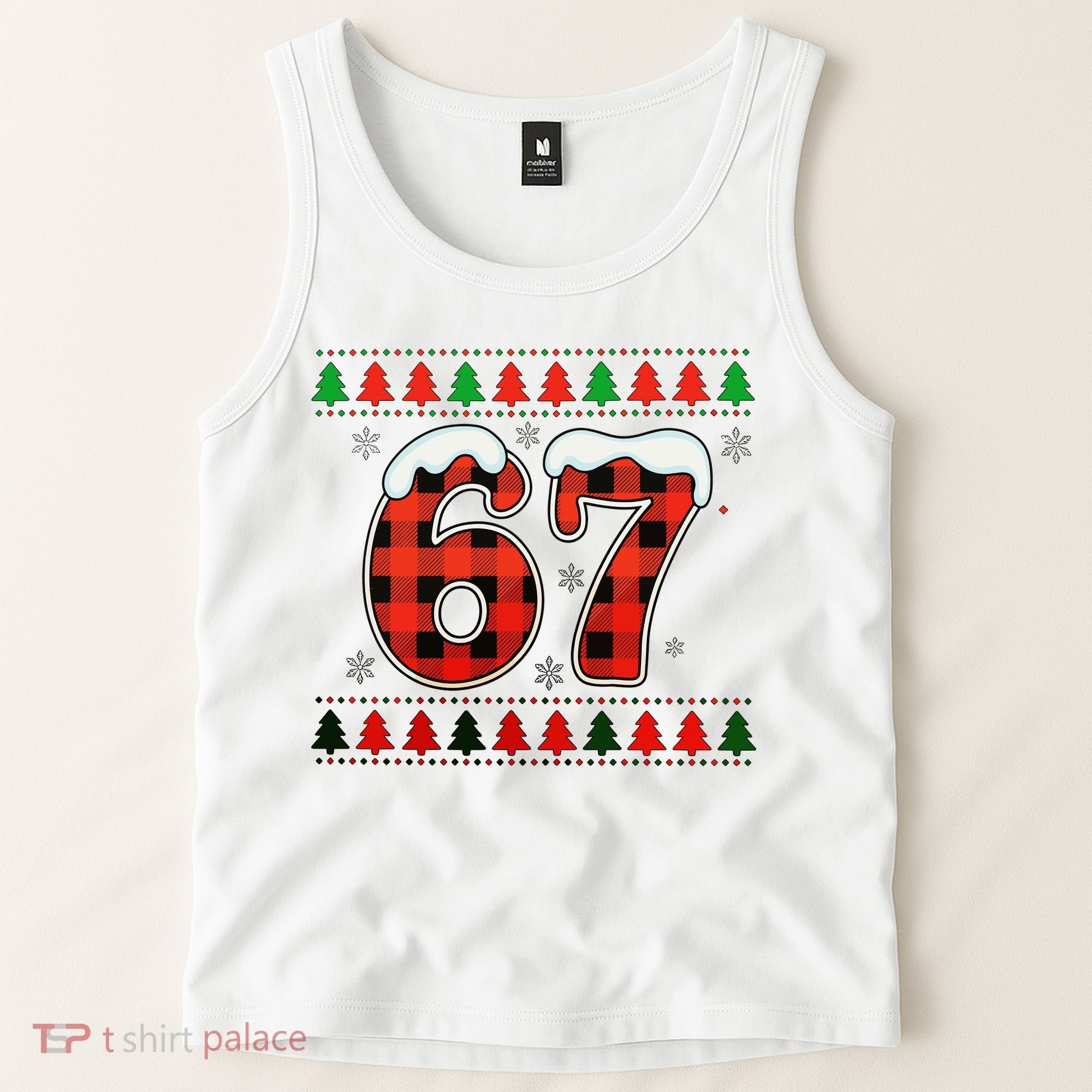 67 Ugly Christmas Xmas Buffalo Plaid Six Seven Tank Top