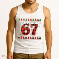 67 Ugly Christmas Xmas Buffalo Plaid Six Seven Tank Top thumb 3
