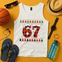 67 Ugly Christmas Xmas Buffalo Plaid Six Seven Tank Top thumb 4