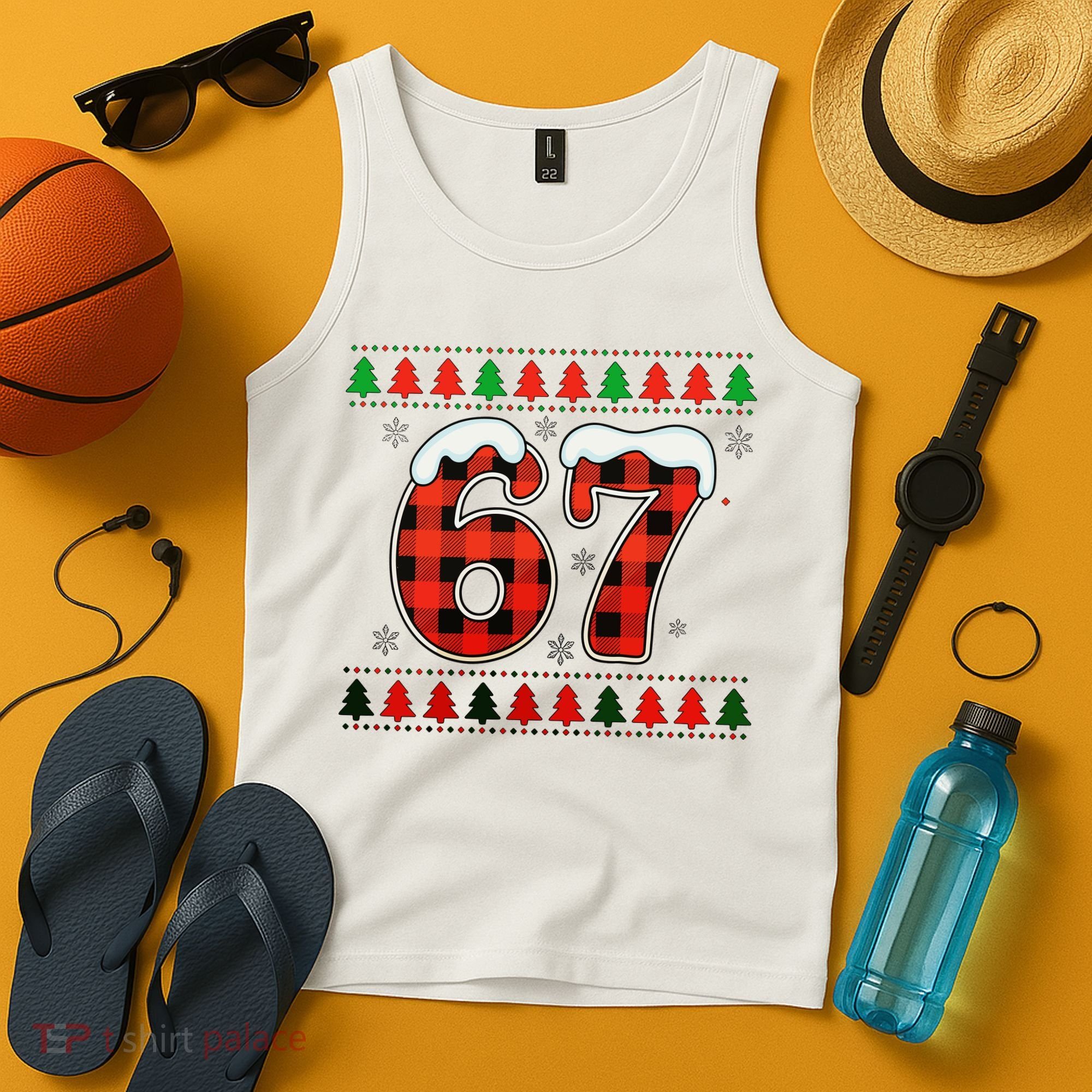 67 Ugly Christmas Xmas Buffalo Plaid Six Seven Tank Top