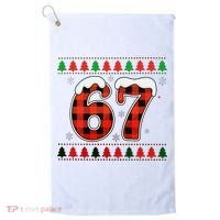 67 Ugly Christmas Xmas Buffalo Plaid Six Seven Golf Towel thumb 0
