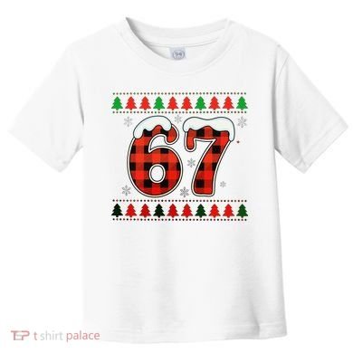 67 Ugly Christmas Xmas Buffalo Plaid Six Seven Toddler T-Shirt