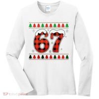 67 Ugly Christmas Xmas Buffalo Plaid Six Seven Women's Long Sleeve Shirt thumb 0