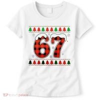 67 Ugly Christmas Xmas Buffalo Plaid Six Seven Women's T-Shirt thumb 0