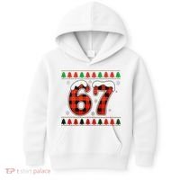 67 Ugly Christmas Xmas Buffalo Plaid Six Seven Kids Hoodie thumb 0