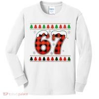 67 Ugly Christmas Xmas Buffalo Plaid Six Seven Kids Long Sleeve Shirt thumb 0