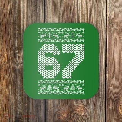 6-7 Ugly Christmas Sweater 67 Meme Design Coaster