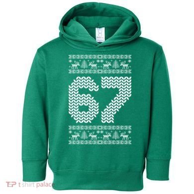 6-7 Ugly Christmas Sweater 67 Meme Design Toddler Hoodie