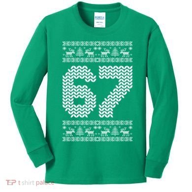 6-7 Ugly Christmas Sweater 67 Meme Design Kids Long Sleeve Shirt