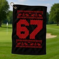 6-7 Ugly Christmas Sweater 67 Meme Funny Golf Towel thumb 1