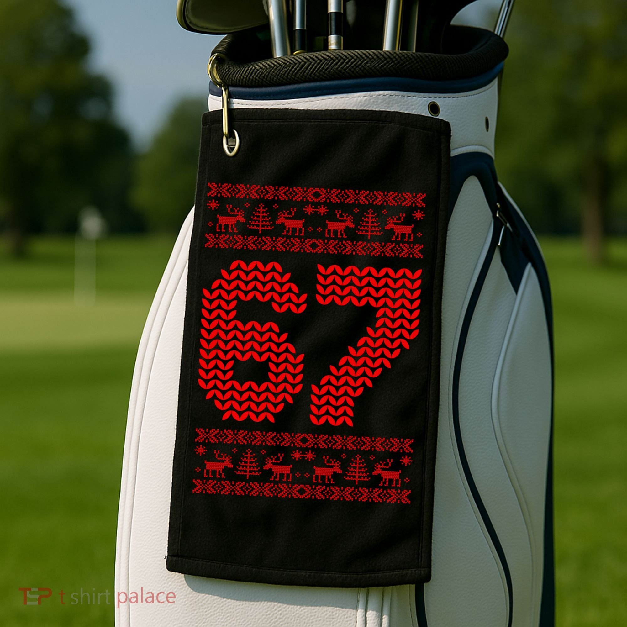 6-7 Ugly Christmas Sweater 67 Meme Funny Golf Towel