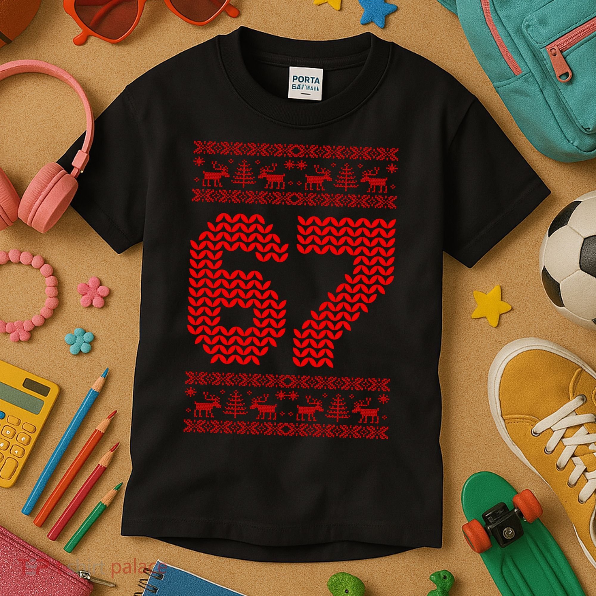 6-7 Ugly Christmas Sweater 67 Meme Funny Kids T-Shirt