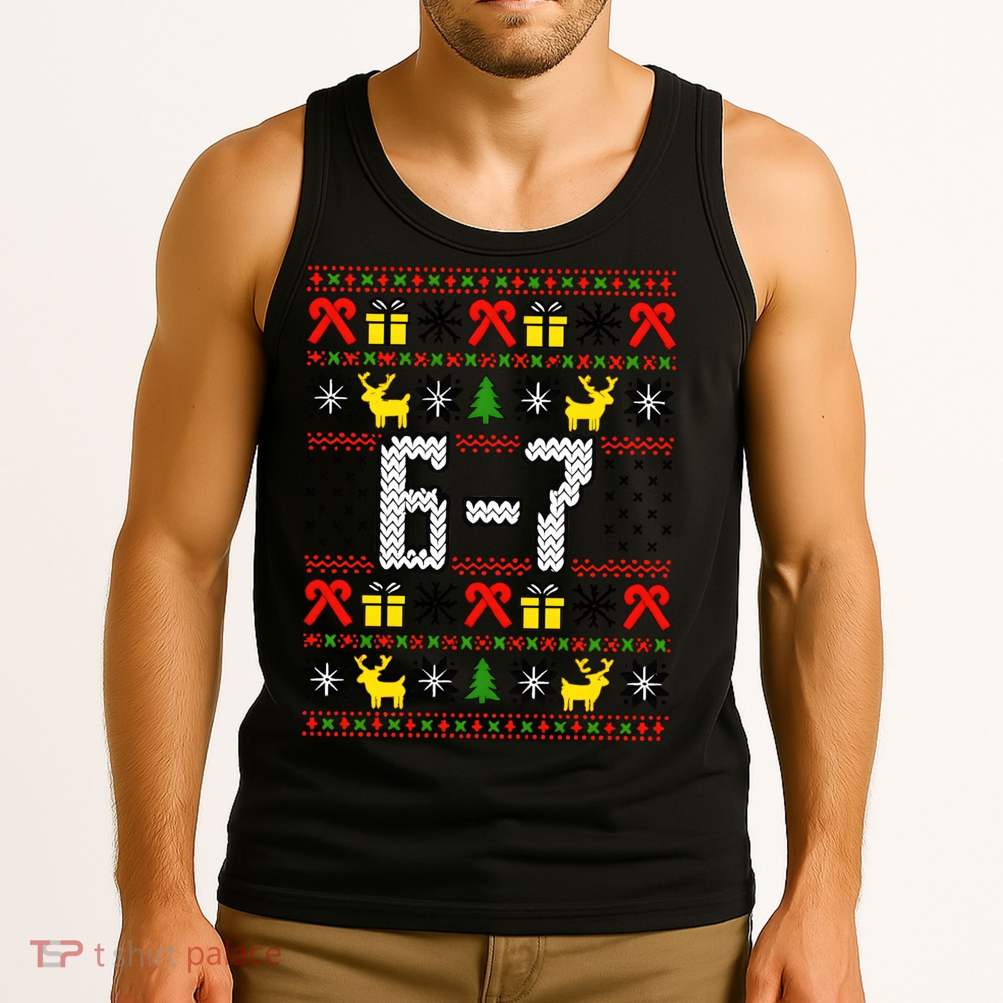6-7 Ugly Christmas Sweater 67 Meme Funny Xmas Tank Top