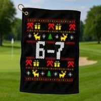6-7 Ugly Christmas Sweater 67 Meme Funny Xmas Golf Towel thumb 1